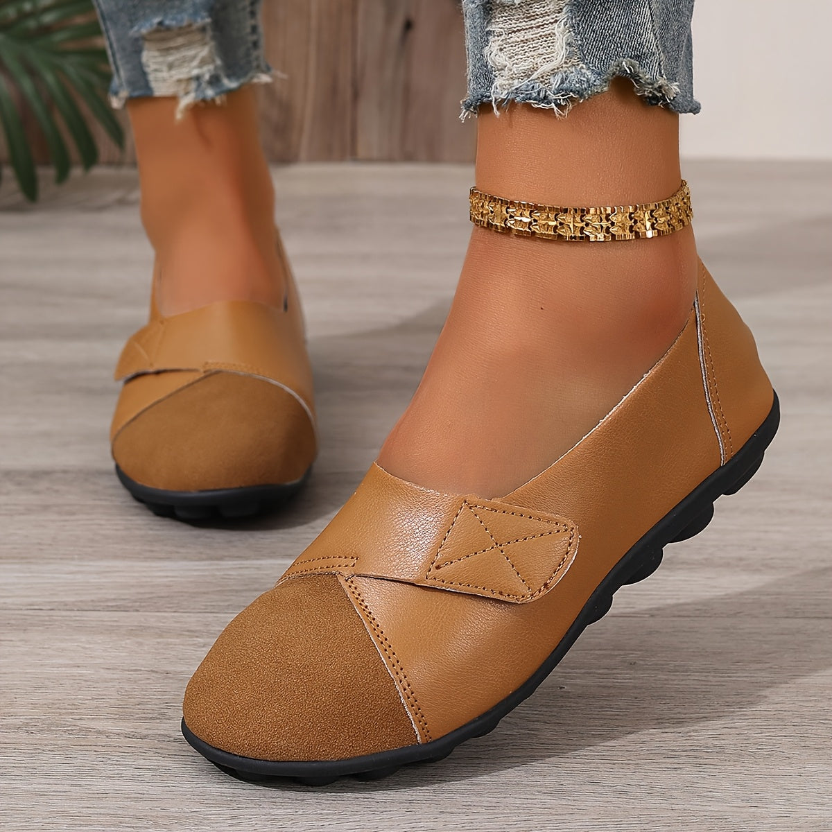 Women’s Red Microfiber Slip-On Loafers Casual Flats Rubber Sole