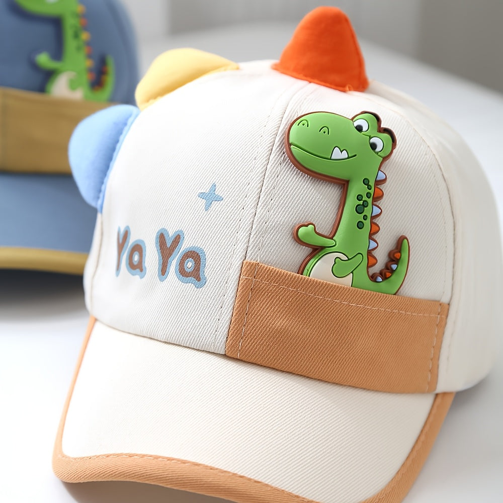 Kids Boys Baseball Cap with Cartoon Dinosaur Sun Protection for 1-3 Years