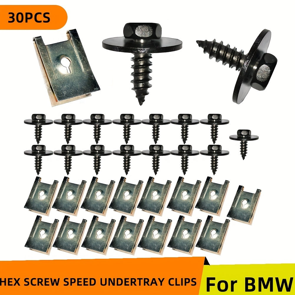 30pcs Metal Nut/Screw Washers U-shape Clip for Car Fender Bumper