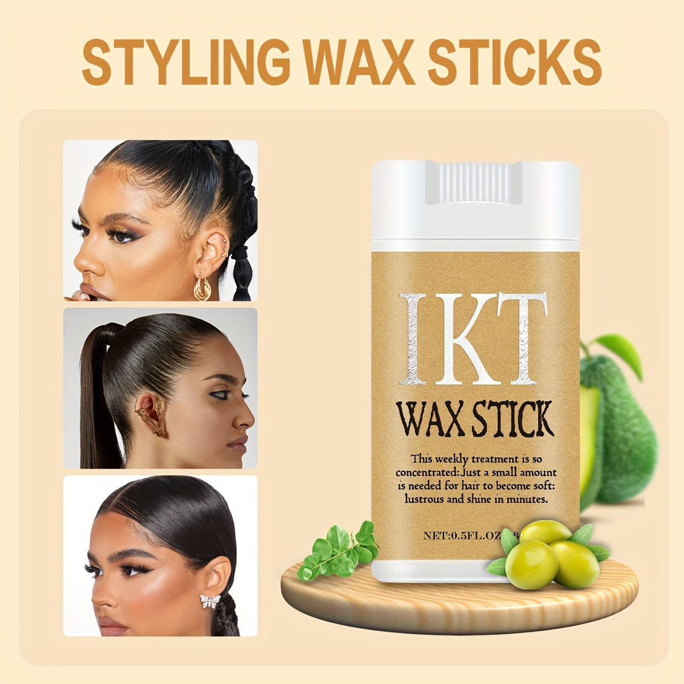 Unisex Hair Wax Stick Set for Normal Hair with Styling Comb for Wavy Curly Hair and Wigs