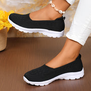 Women's Casual Fashion Sneakers Lightweight Fabric Slip-On Walking Shoes