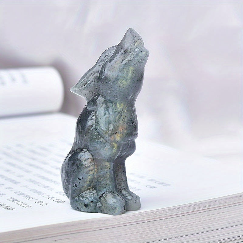 Decoración de escultura de lobo de piedra, adorno para jardín exterior 6.5cm