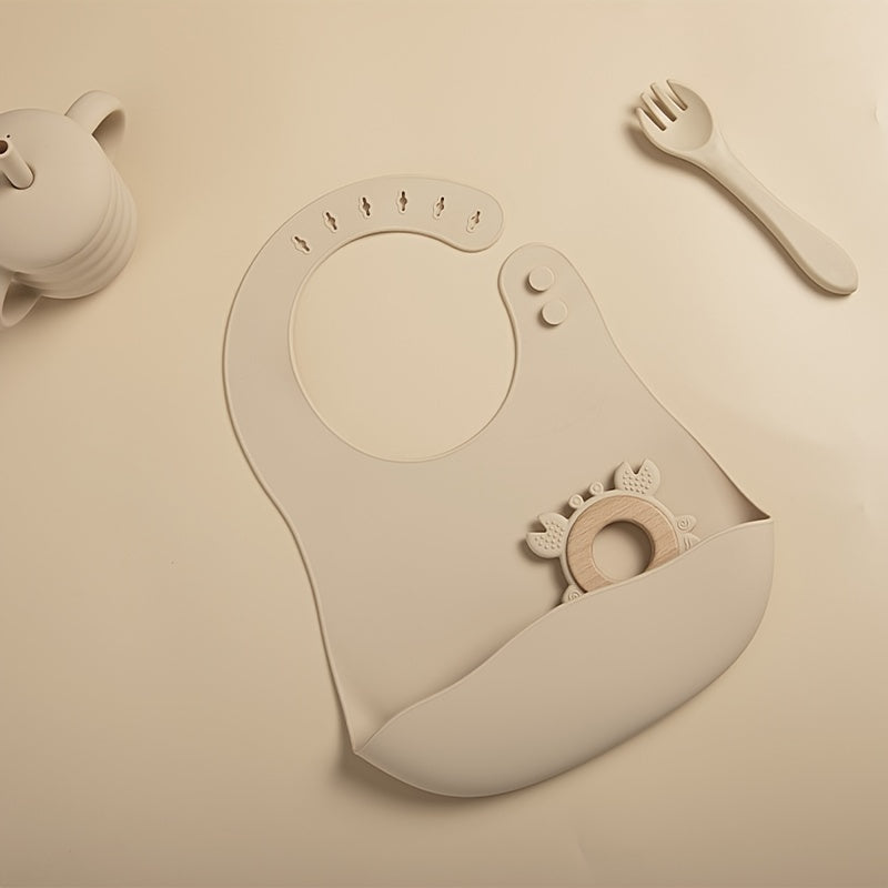 Adjustable Waterproof Baby Bibs for Infants Soft Silicone with Pocket