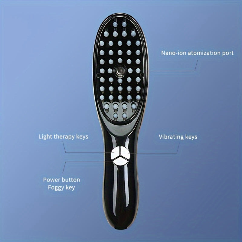 HairGenic USB qayta zaryadlanadigan elektr bosh massaj qiluvchi taroq - 400mAh litiy polimer batareyali vibratsiyali soch o'sishi vositasi, uyda foydalanish uchun portativ boshni bo'sashtirish qurilmasi, soch parvarishi sovg'asi