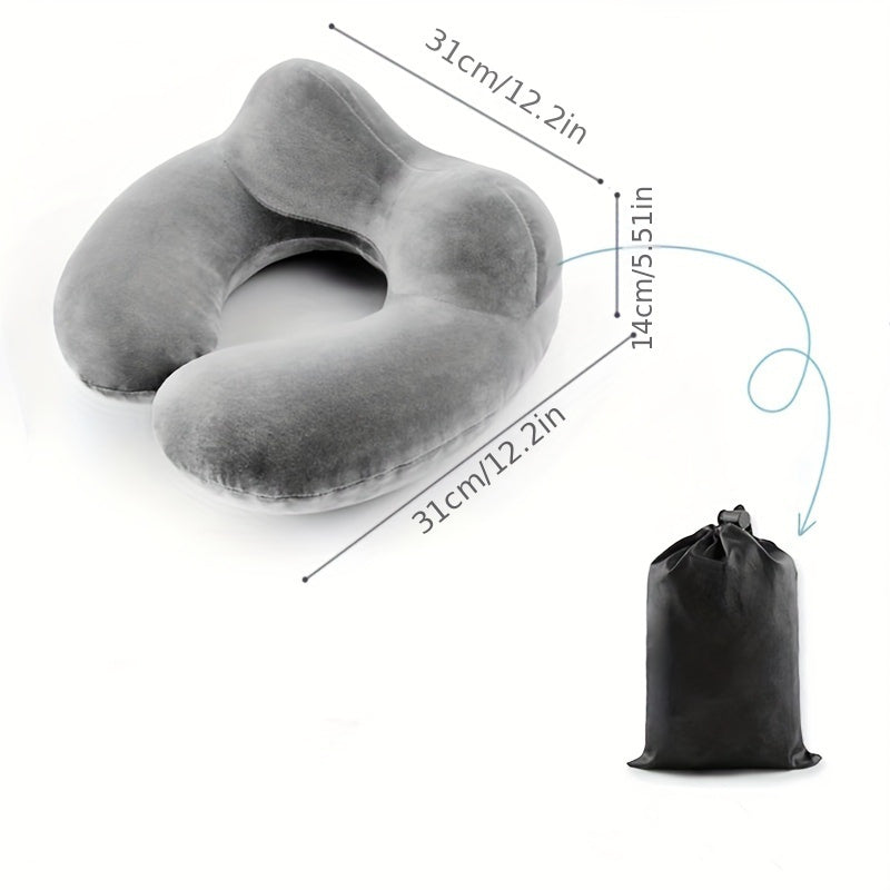 Inflatable U-Shaped Neck Pillow for Travel and Napping with Cute Design