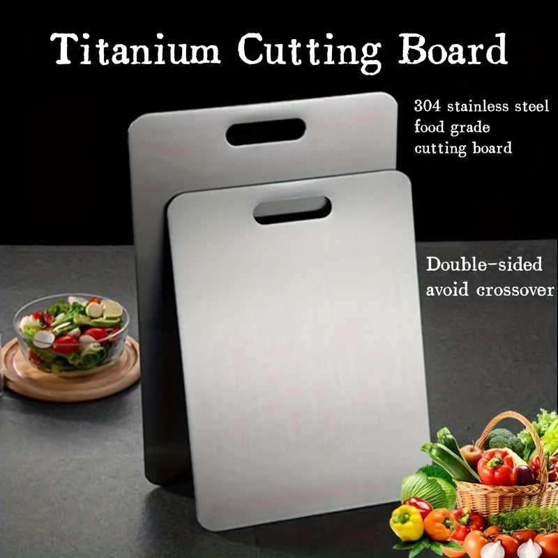 Double-Sided Stainless Steel Kitchen Cutting Board for Meat Fruits Vegetables Non-Slip