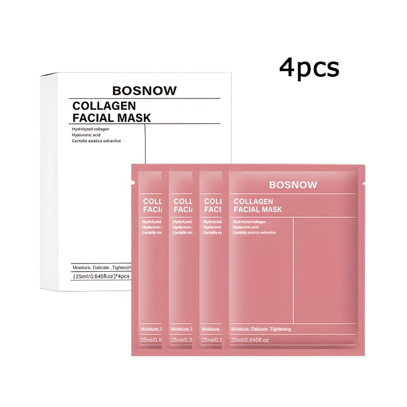 Unisex Collagen Face Masks Pack Hydrating Firming Hypoallergenic 4 Pieces