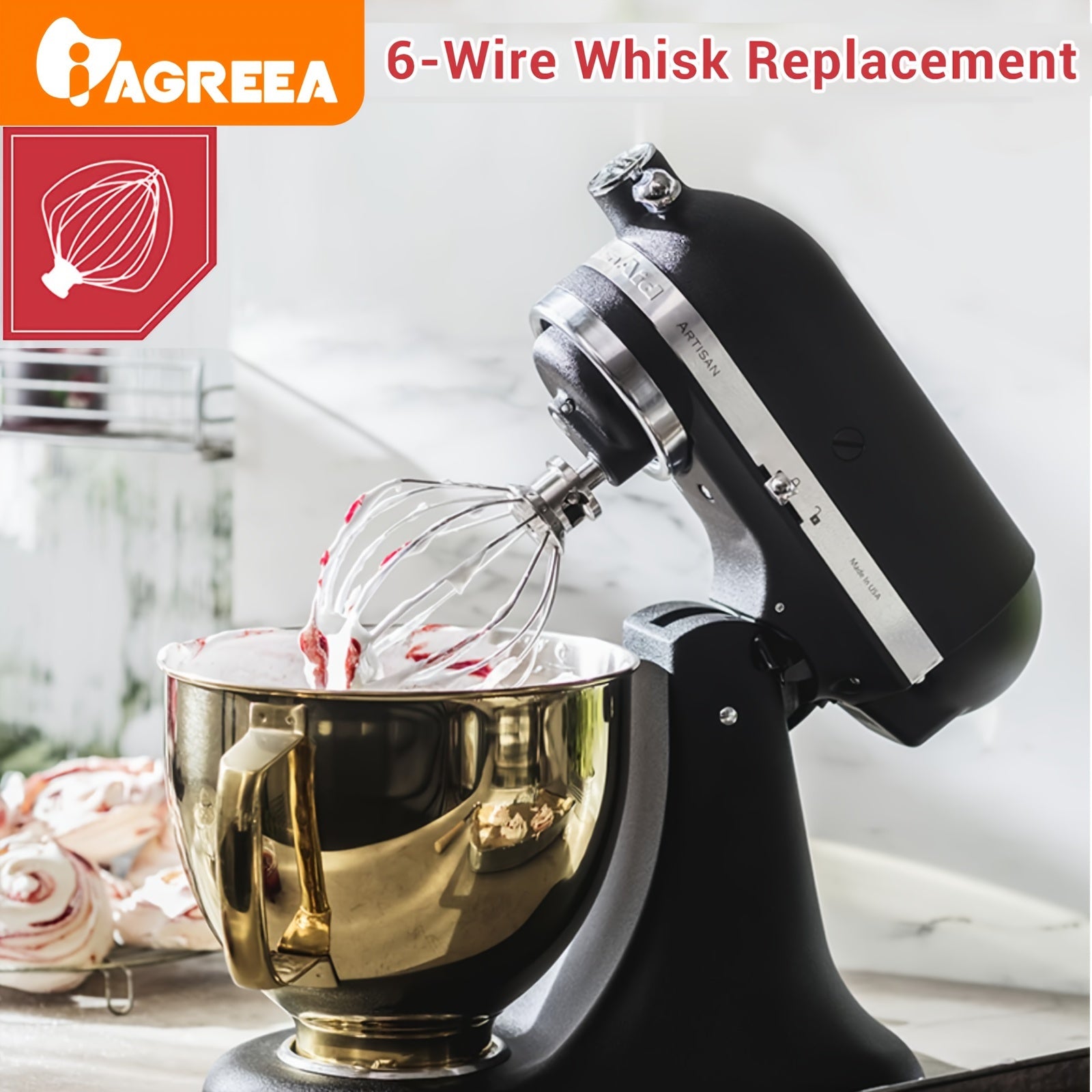 Accesorio batidor de alambre para batidora de pie de 4.5QT, batidor de acero inoxidable para huevos y harina