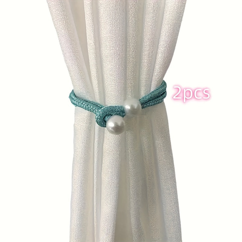 Decorative Curtain Binding Rope with Pearl Accents, 1 or 2 Pieces, Elegant Window Accessory