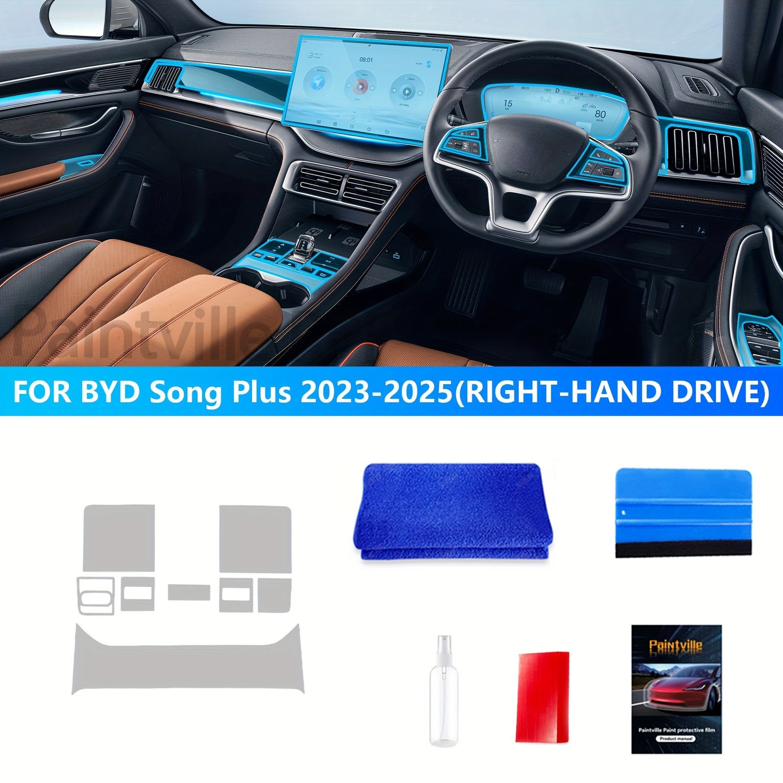 Car Interior TPU Screen Protectors Scratch-Resistant Film for Navigation Center Console