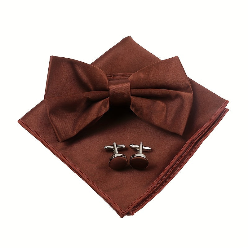 Мужской набор аксессуаров: квадратный шарф, бабочка, запонки, свадебный подарок
