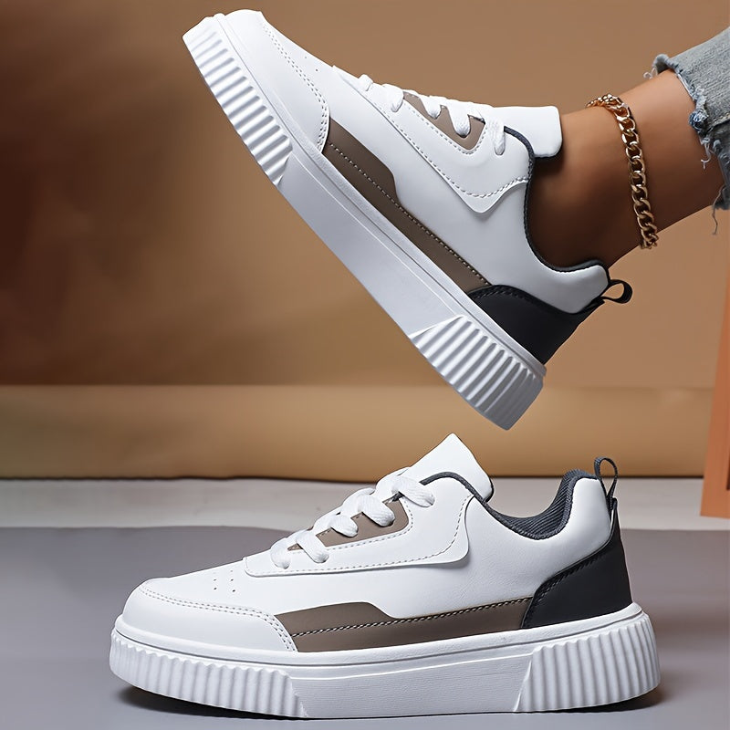 Women's Solid Color Casual Sneakers, Lace Up, Lightweight, Plus Size