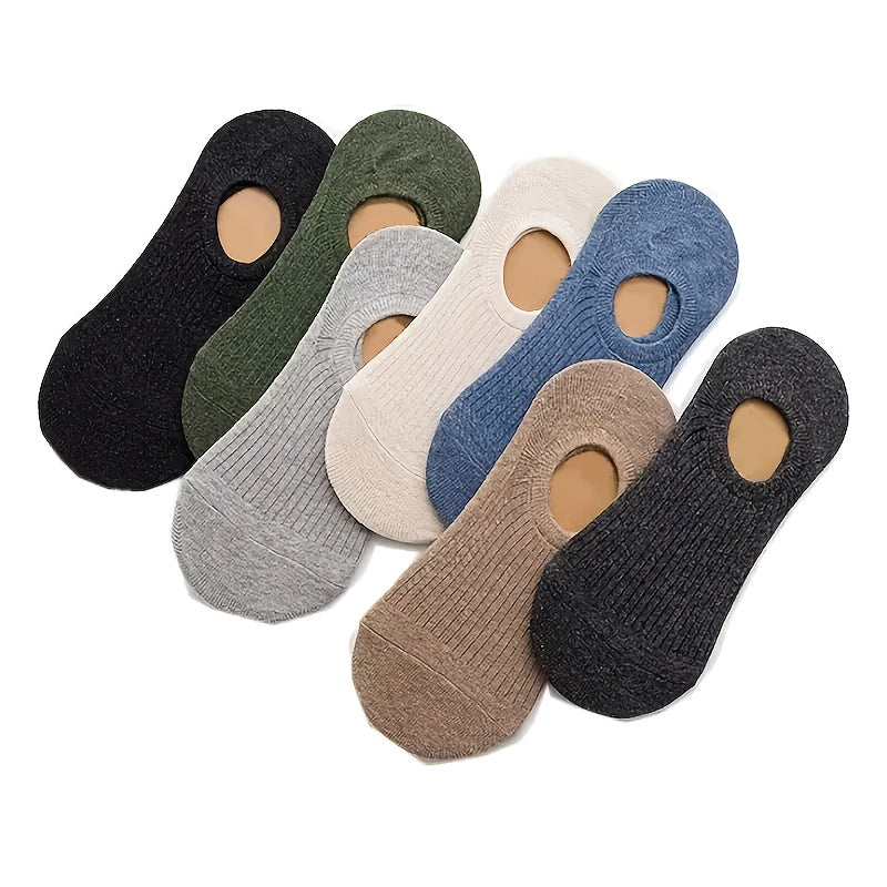 Men's Breathable Non-Slip Boat Socks Set of 5 with Odor-Resistant Knit Fabric