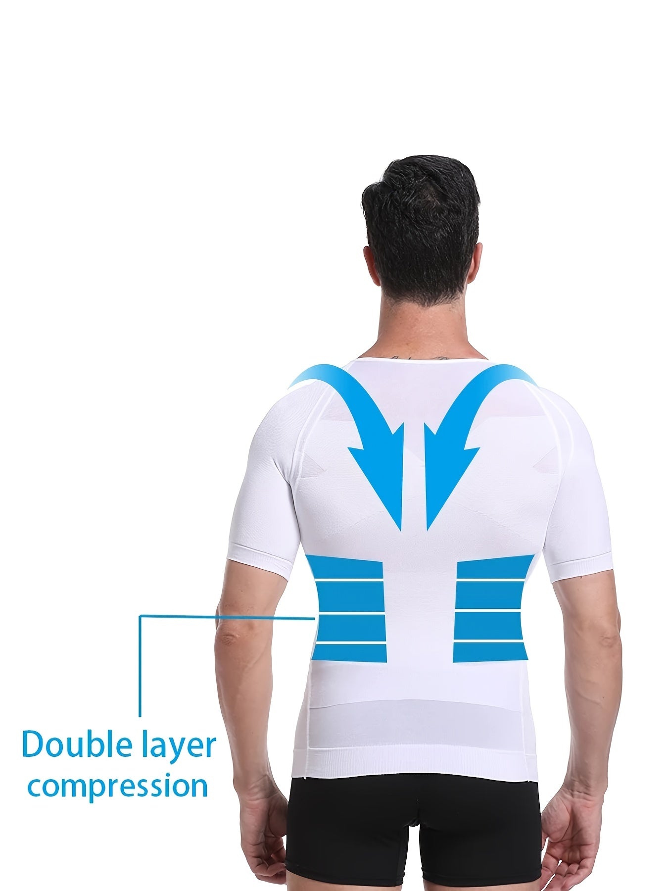 Qora erkaklar uchun siqish shaklida ko'ylak, kesilgan tasma tafsiloti bilan, tor kesim, yumshoq bo'yin, qisqa yeng, cho'ziluvchan mato.