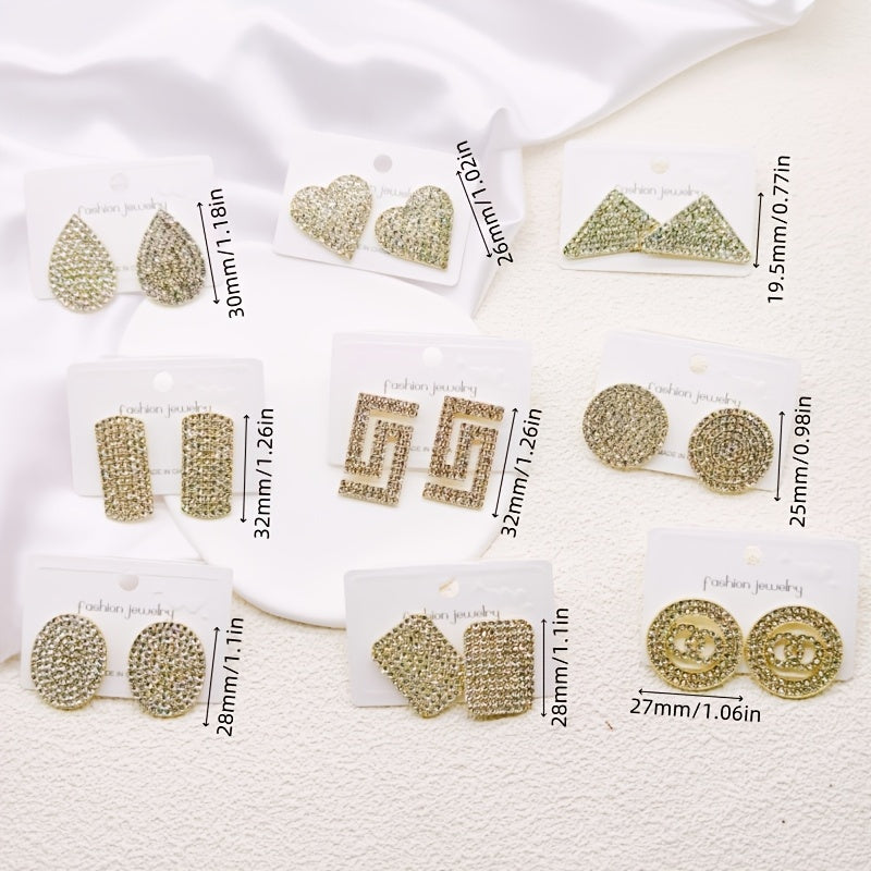 To'rt juft porloq rhinestone osma quloq uzuklaridan iborat hashamatli sovg'a to'plami