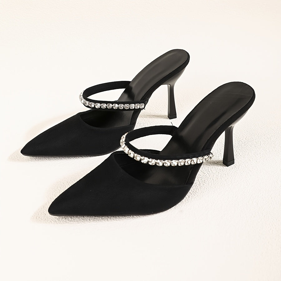 Women's Pointed High Heels with Rhinestones for Formal Events