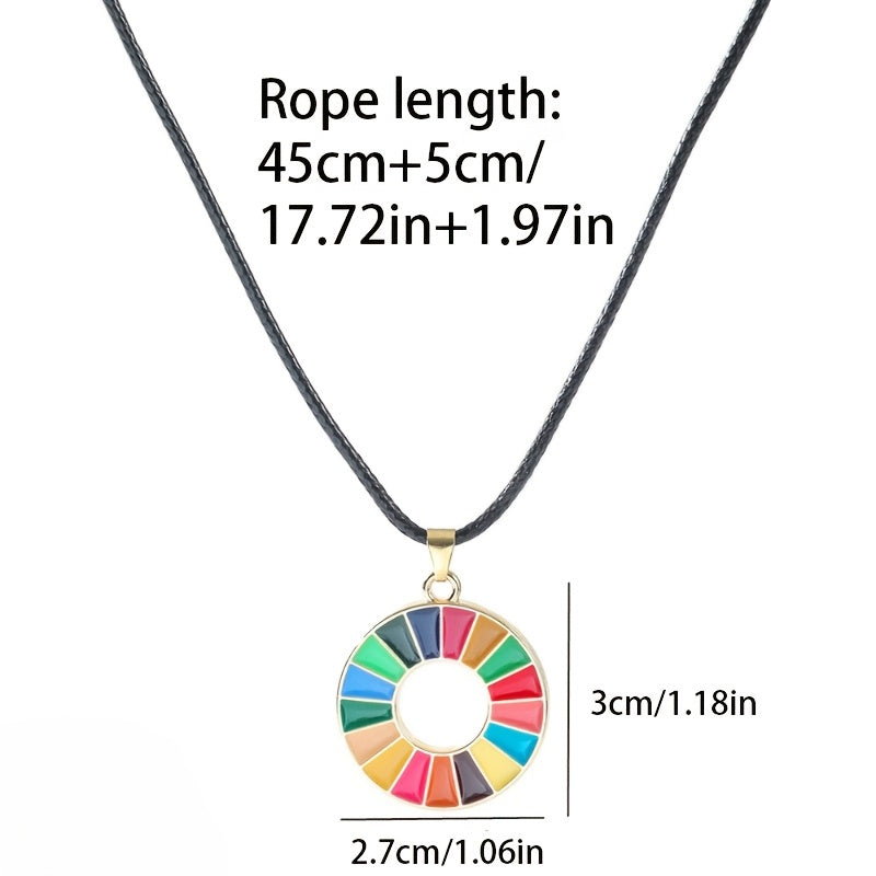 Geometric Pendant Necklace with 17 Sustainable Development Goals in Vibrant Colors for Casual and Sporty Wear