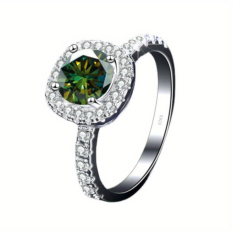 Anillo de promesa con incrustación de moissanita de 3ct en plata de ley para compromiso, boda y aniversario