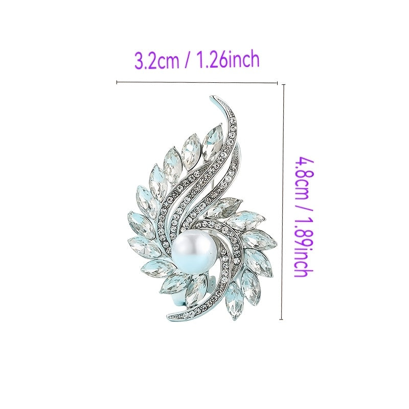 Floral Brooch Pin for Women Alloy with Faux Pearl and Rotating Feature