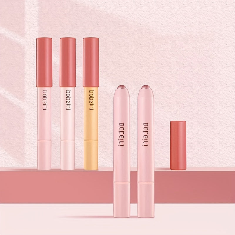 Barra de sombra de ojos con purpurina para mujer, a prueba de agua, fácil de usar, que ilumina en rosa nude