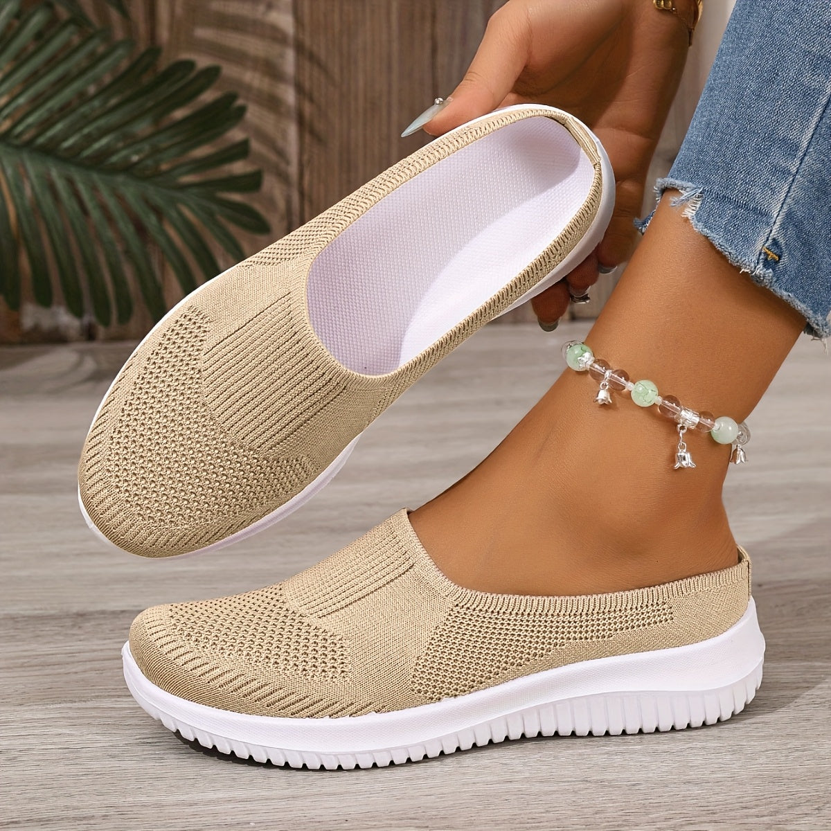 Women Slip-On Walking Sneakers Soft Sole Non-Slip Black Casual Shoes