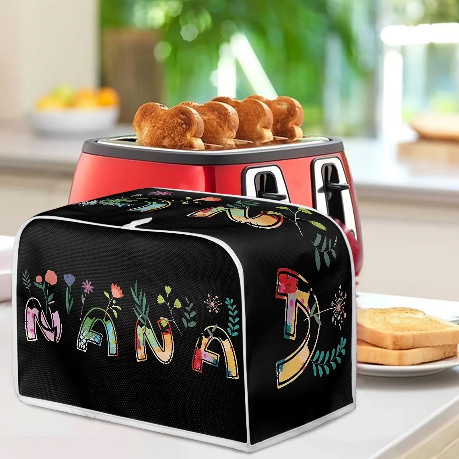 2-Slice Wide Slot Toaster Cover with Letter Print Dustproof and Washable