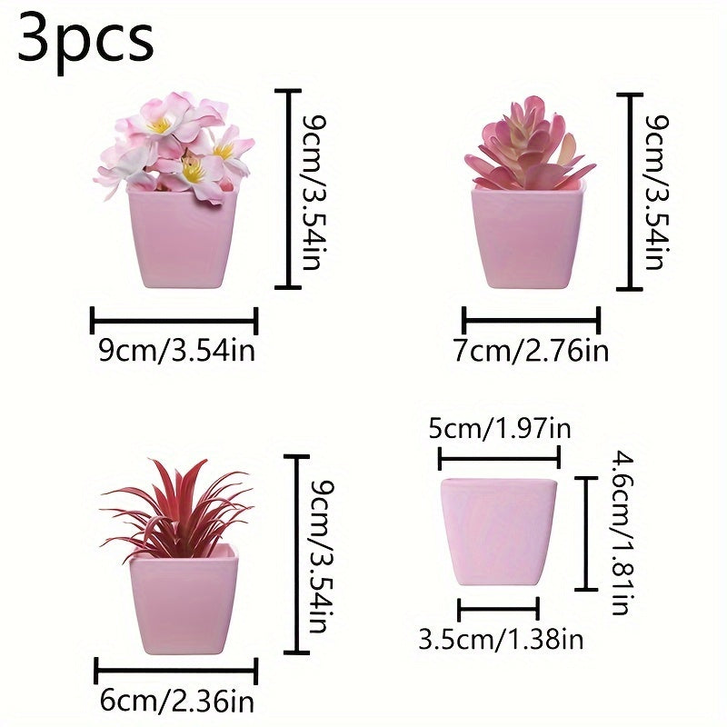 Mini Artificial Potted Flowers for Desktop Decoration Set of 5