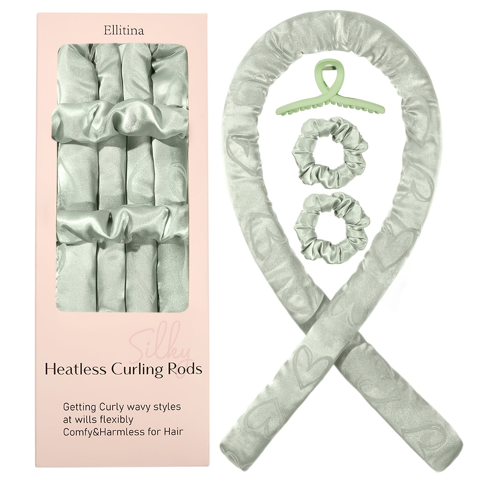 Heatless Satin Hair Curlers Set for Women and Girls with Curling Rod Headband and Loops