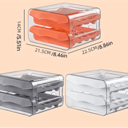 Caja de almacenamiento para huevos de doble capa, 32 compartimentos, cajón de refrigerador transparente
