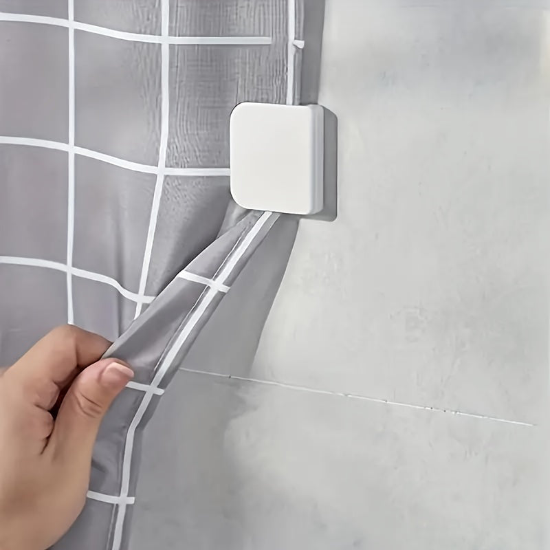 Juego de 2 clips de plástico para cortina de ducha a prueba de viento, sin taladro, con adhesivo, sujetadores para decoración de baño