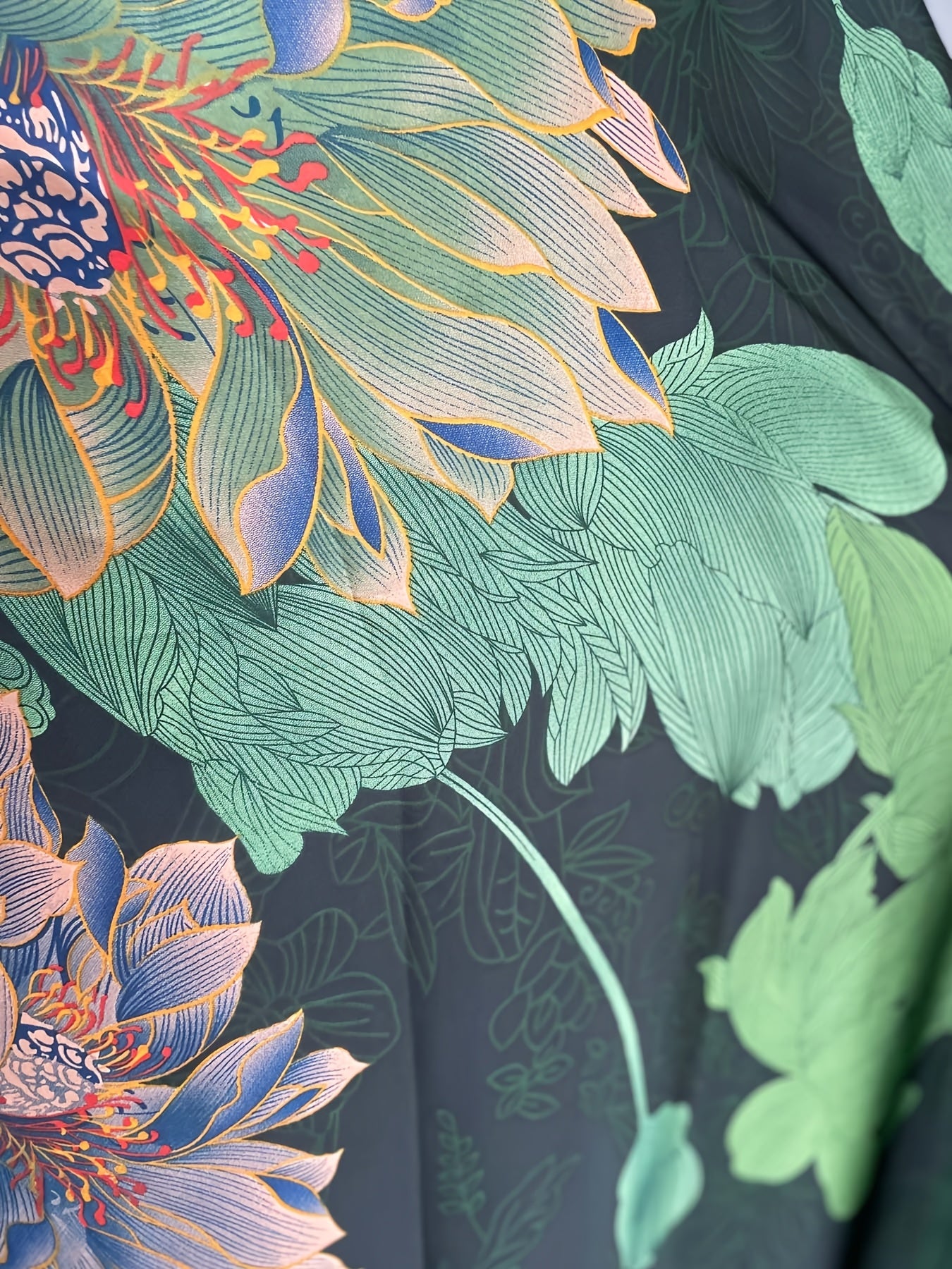 Women Plus Size Floral Tunic Dress with Scarf Polyester Crew Neck Long Fit