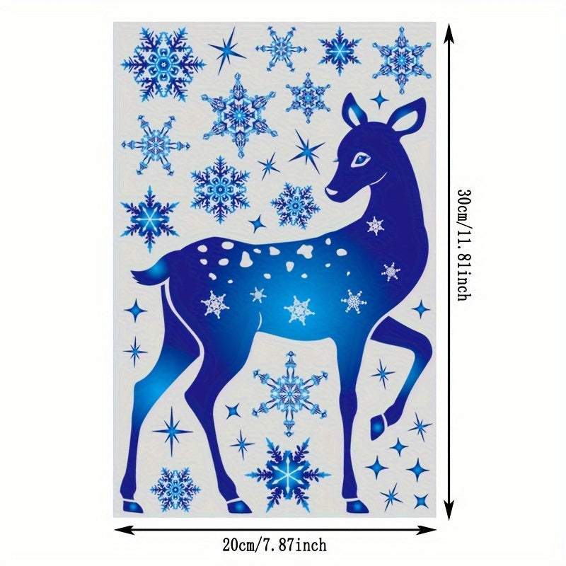 Christmas Snowflake Elk Window Film PVC Static Cling for Home Decor