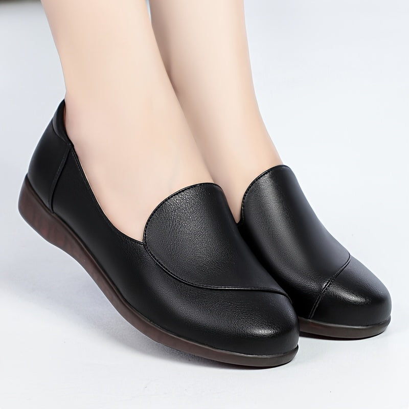 Women's Slip-On Flats Synthetic Upper PVC Sole Casual Shoes Black