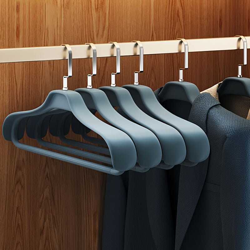 Heavy Duty Clothes Hangers Set of 5 Gray White Blue Rustproof Wrinkle Resistant for Home Organization