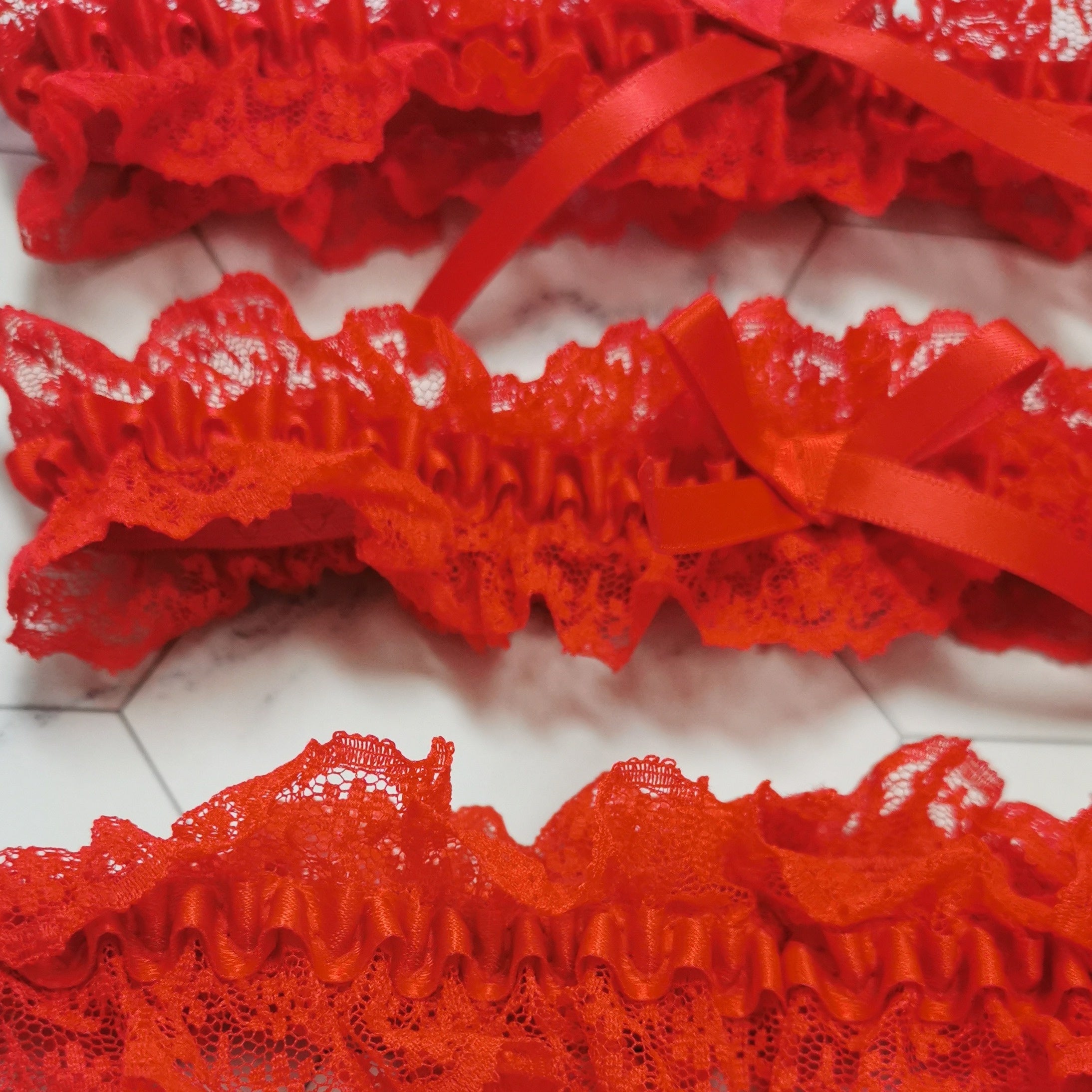 Lingerie Garter Belt Floral Lace Thigh Garter with Bow Tie Detail