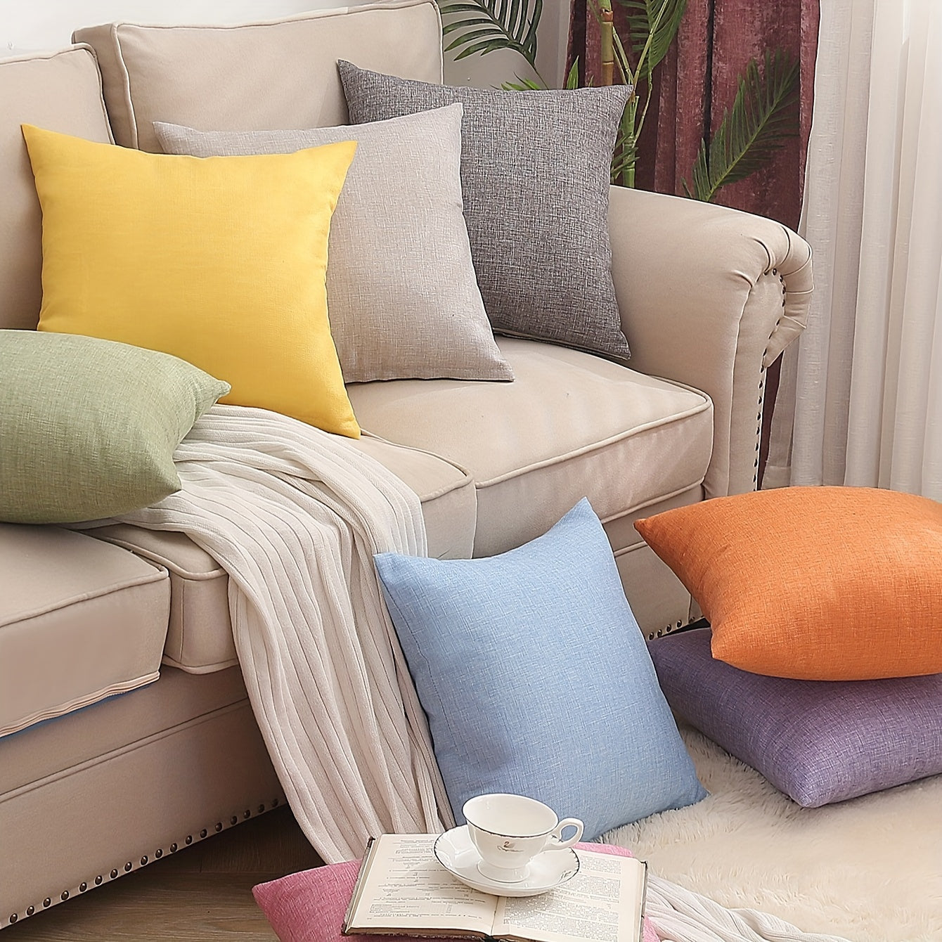 Минималистичная наволочка однотонного цвета для декора спальни, мягкий хлопок, стандартный размер