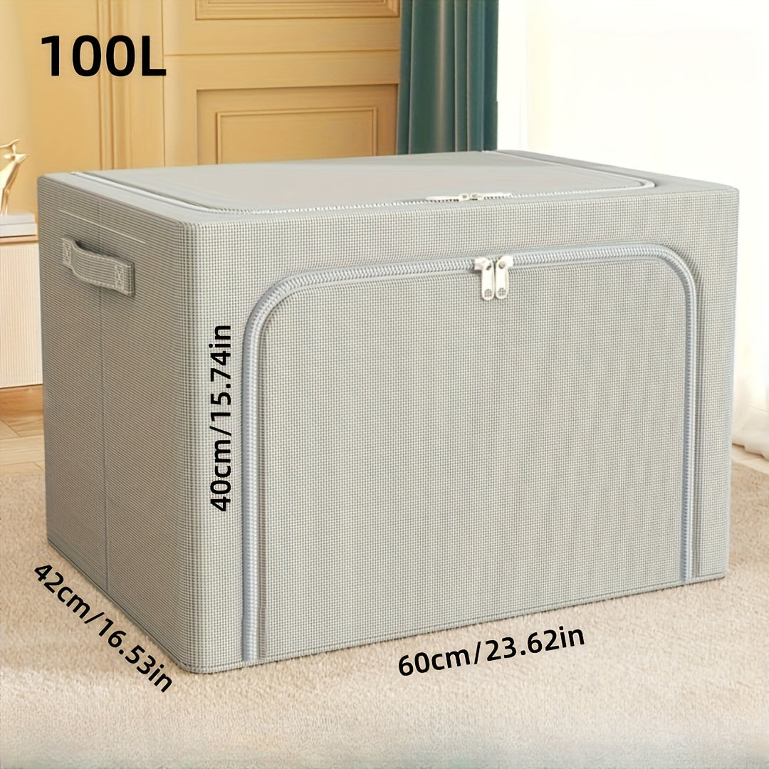 Storage Box Waterproof Cordura Foldable Steel Frame with Transparent Window for Wardrobes Vehicles and Moving
