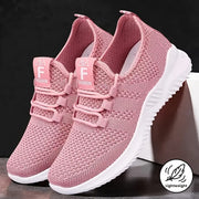 Ayollar uchun nafas oladigan trikotaj sport poyabzali yengil kundalik yugurish poyabzali kulrang pushti oq qora