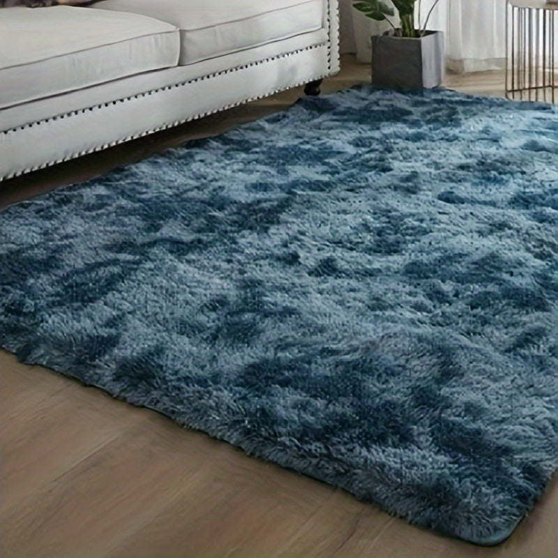 Shaggy Plush Carpet Rug Long-Haired Tie-Dyed Solid Color Faux Fur Non-Slip Backing
