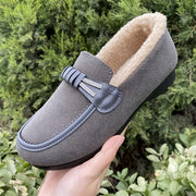 Women's Plush-Lined Loafers Cozy Slip-On Flats Dark Brown