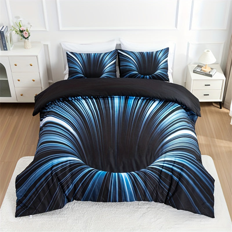 3D Vortex Quilt Cover Set 3 Pieces Digital Print Polyester Bedding Set