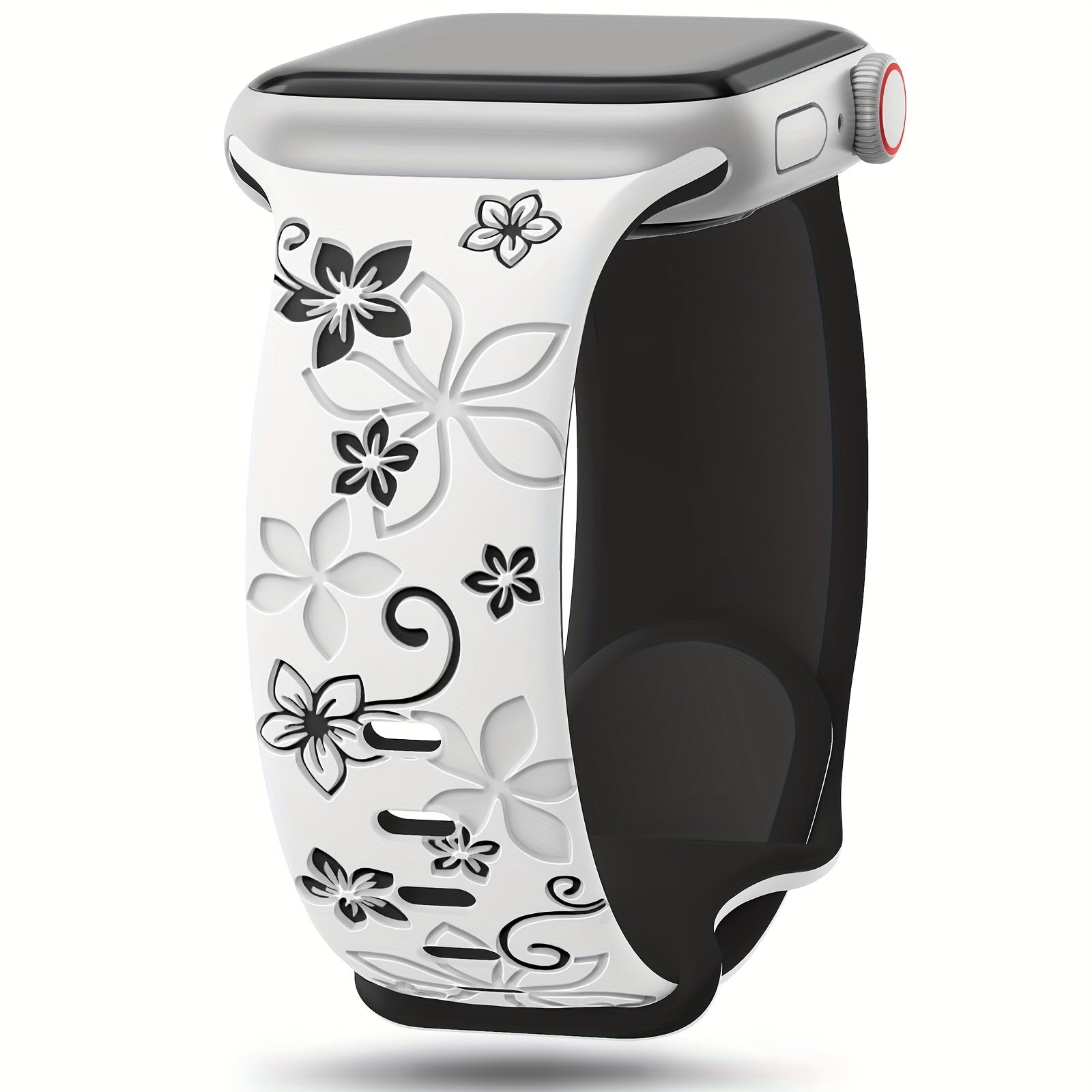 Women's Floral Silicone Watch Band for Apple Watch Series SE 9 8 7 6 5 4 3 2 1