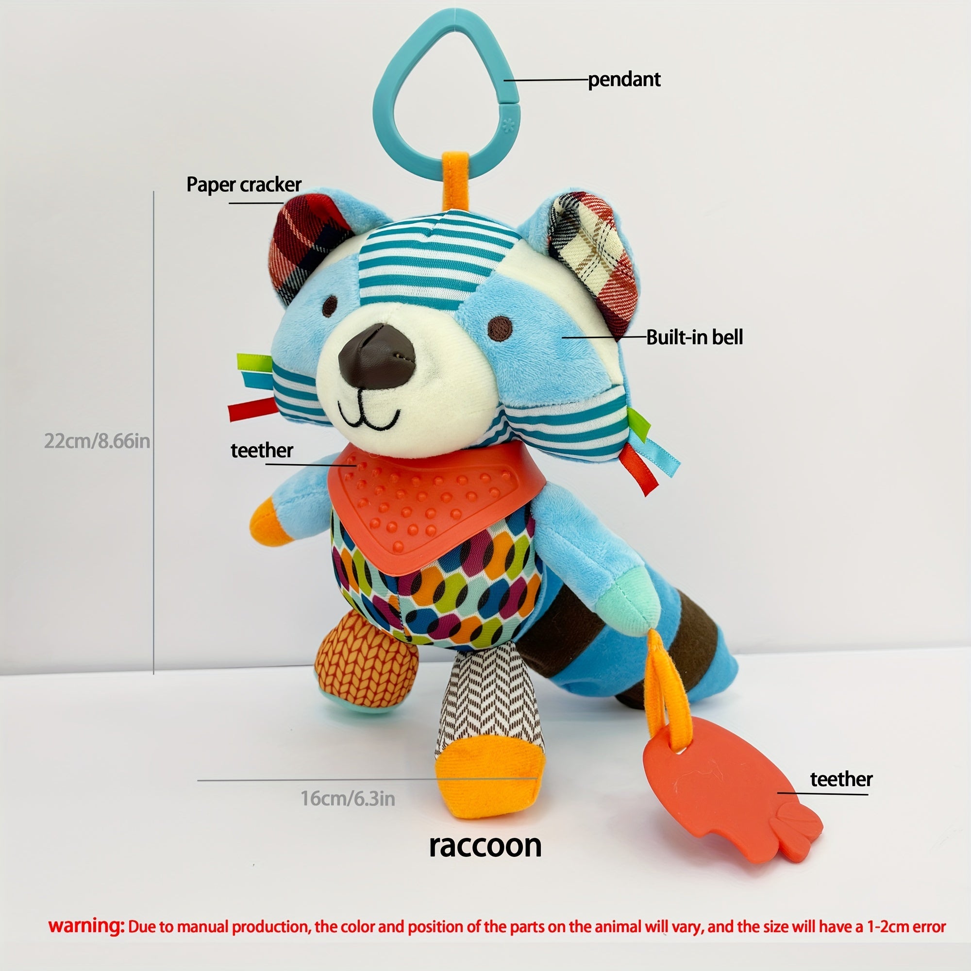 Plush Elephant Fox Lion Dog Raccoon Hanging Toy for Stroller and Gift