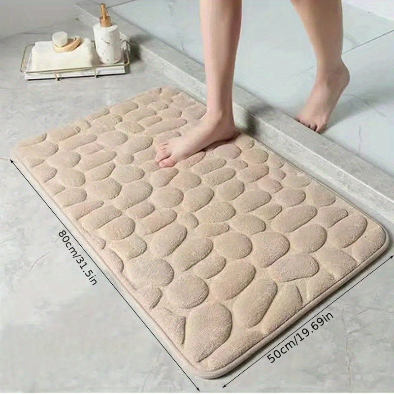Alfombra de baño de espuma viscoelástica con relieve, antideslizante y lavable para baño, cocina y lavandería