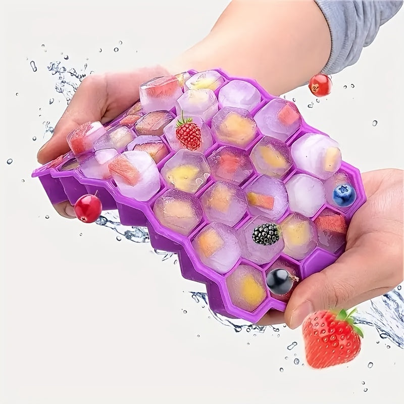 Silicone Ice Cube Tray with Lid 37-Grid BPA-Free Flexible Ice Maker