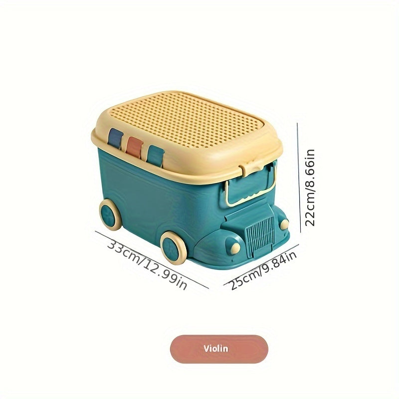 Blue Plastic Toy Storage Box with Wheels for Building Blocks Snacks and Small Items