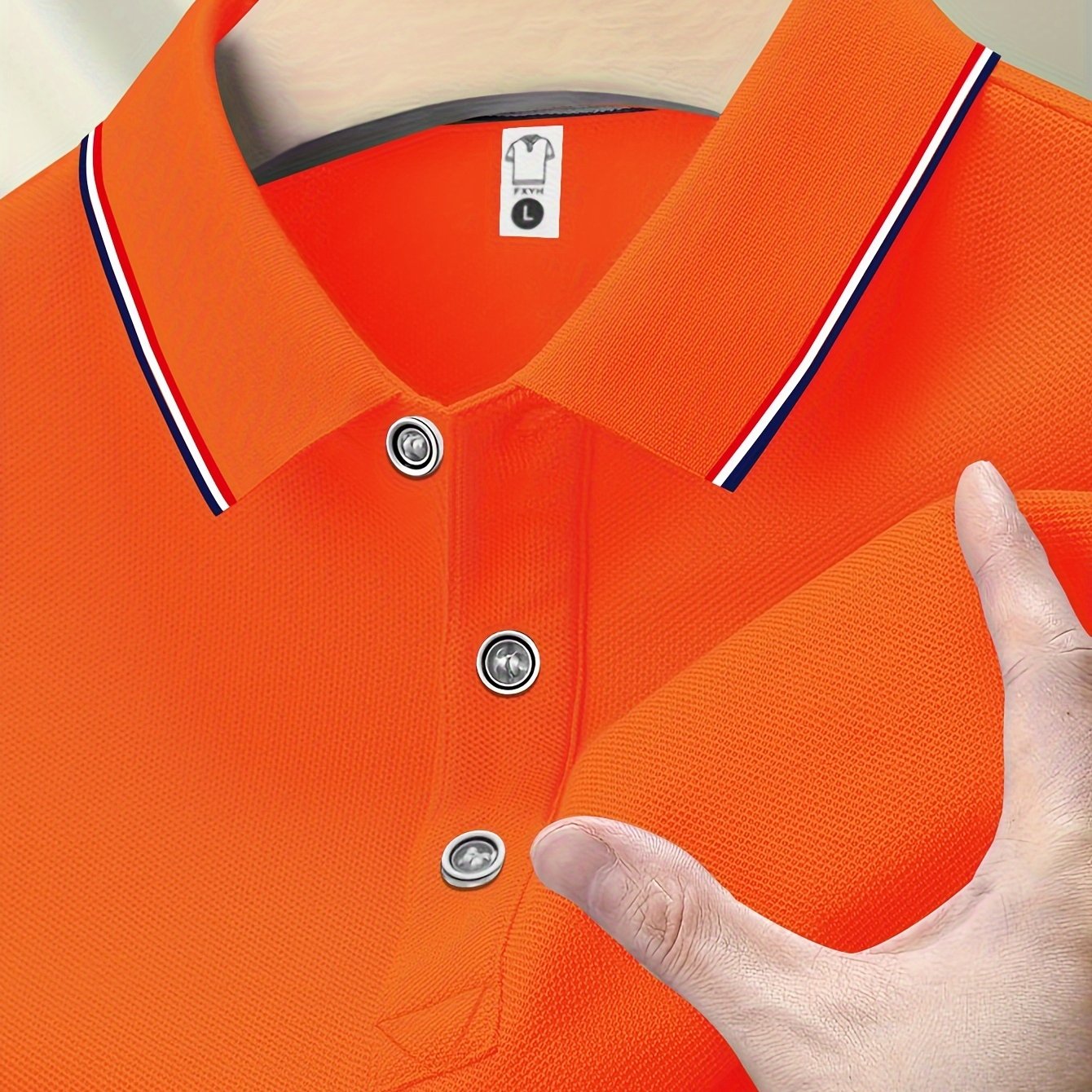 Camisa de manga corta a rayas para hombre con solapa para actividades al aire libre en verano de poliéster