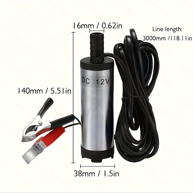 Electric 12V Submersible Fuel Pump 38mm Water Oil Transfer for Car Diesel