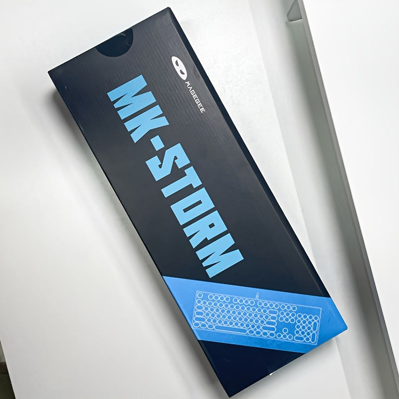 Mechanical Gaming Keyboard with RGB Backlit Round Keycaps for Game and Office Use