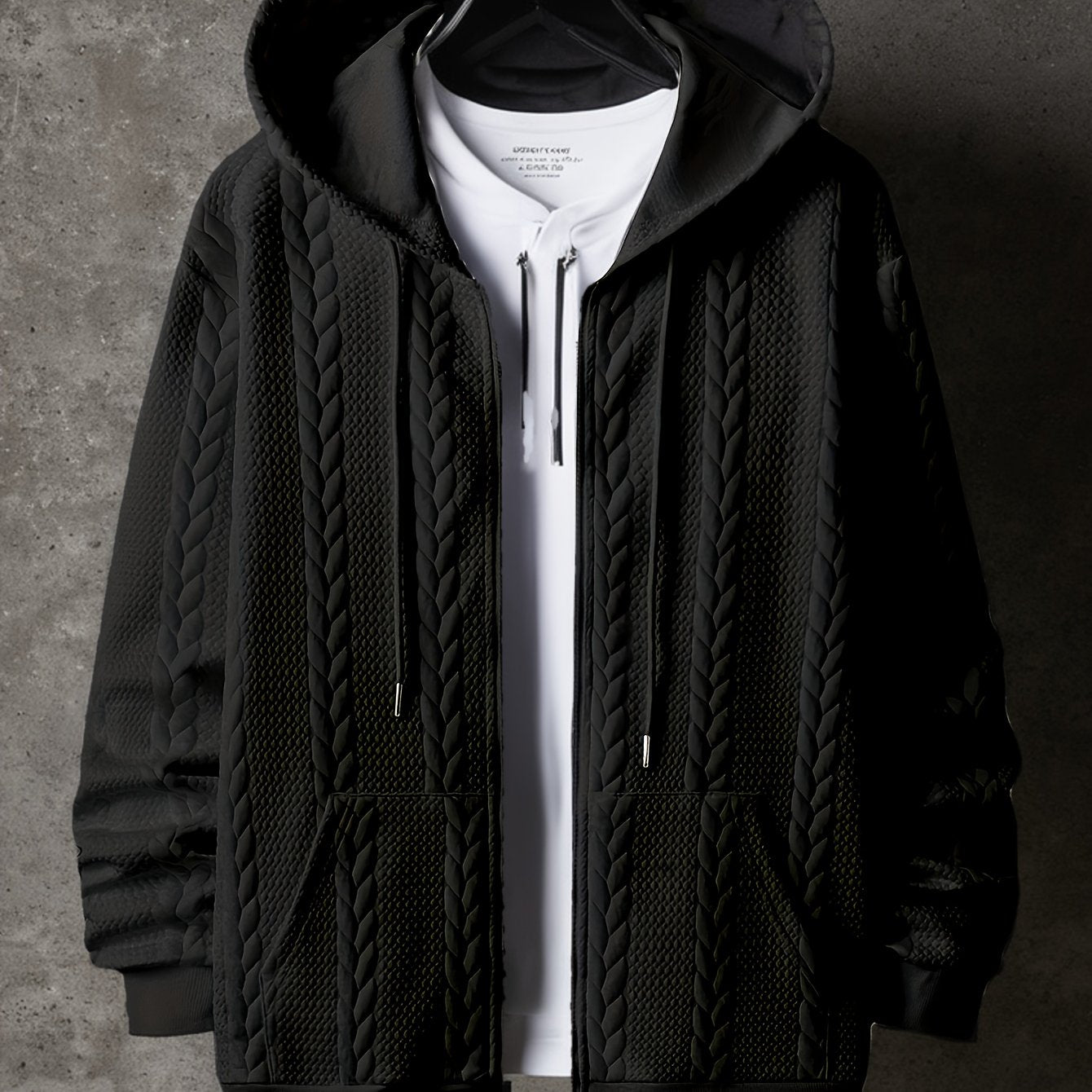 Sudadera con capucha de talla grande para hombre con bolsillos de parches florales, poliéster, punto, cálida, casual